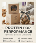 Protein snacks in packaging with text about protein benefits